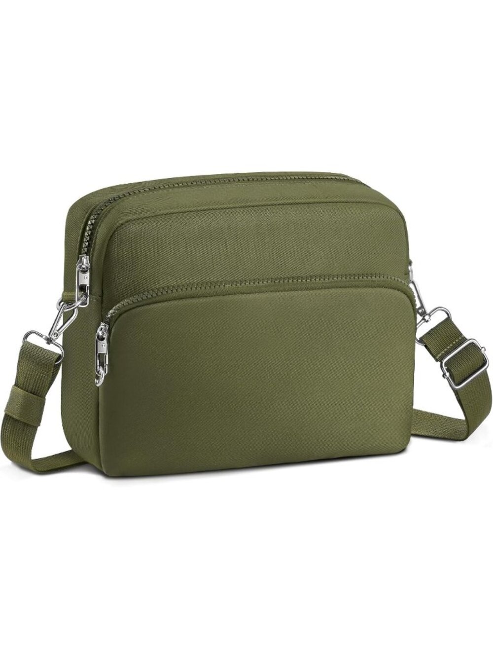 Unisex Olive Green Classic Design For Trip Travel Zipper Imported Crossbody Bags